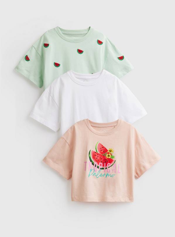 Watermelon Print Boxy Fit T-Shirts 3 Pack 13 years